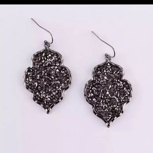 Grey Pave Rhinestone Earrings